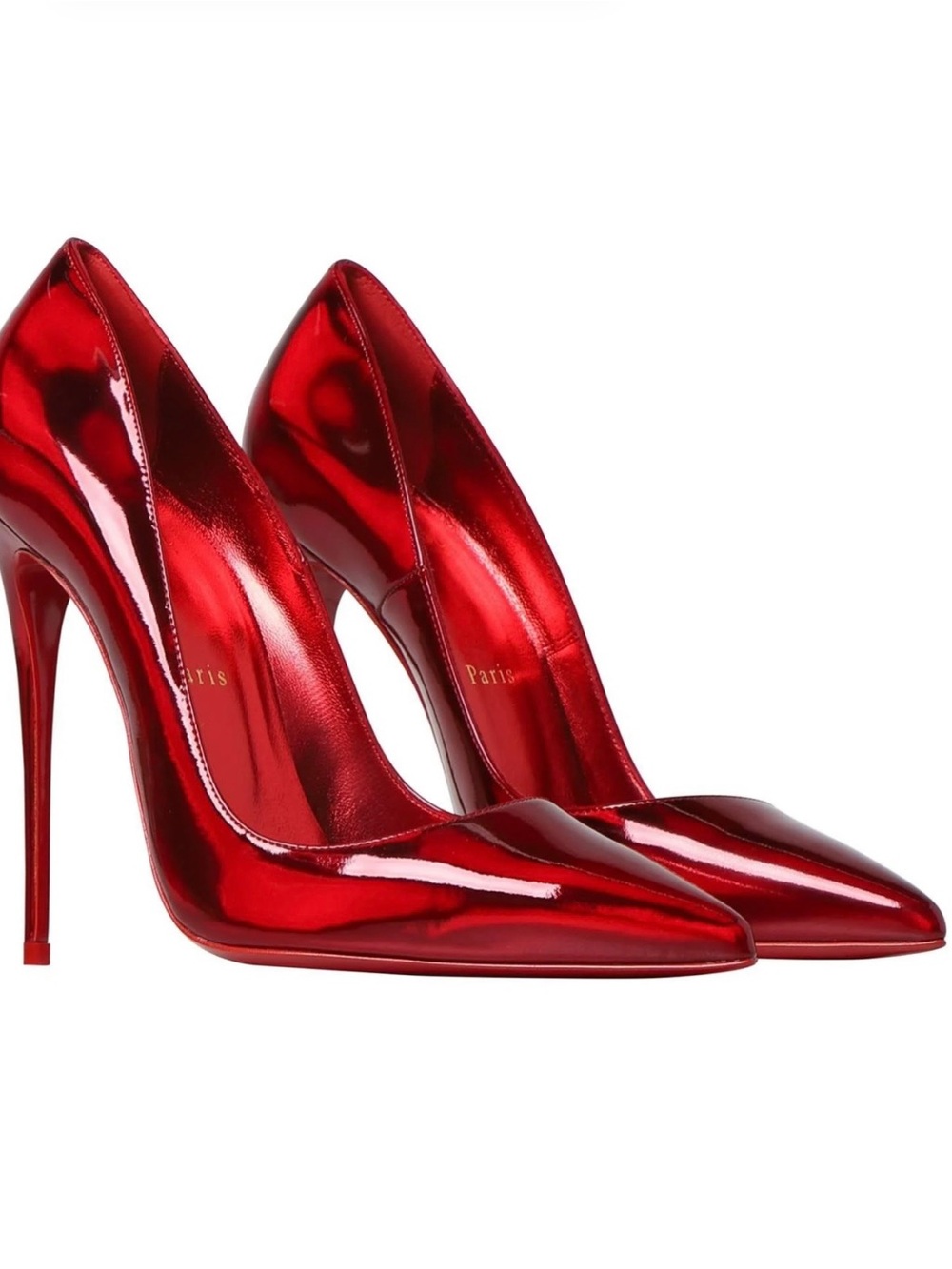 Christian Louboutin Metallic Red Pointed-Toe Stiletto Pumps 100mm